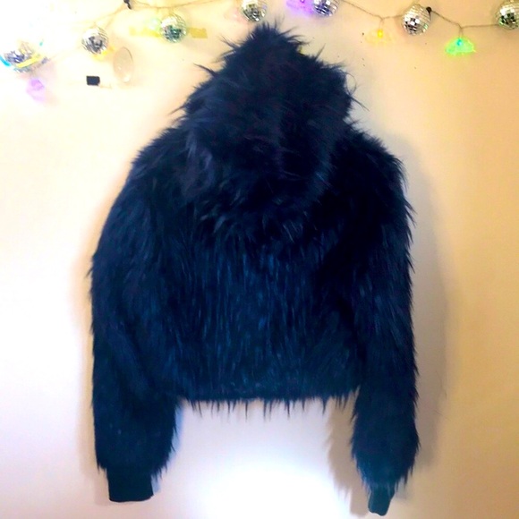 🖤🆕DK x Widow Blue & Green Snap Up Faux Fur  Jacket!Sz S!BNWT! NEVER WORN!SO!🦇 - Picture 8 of 9